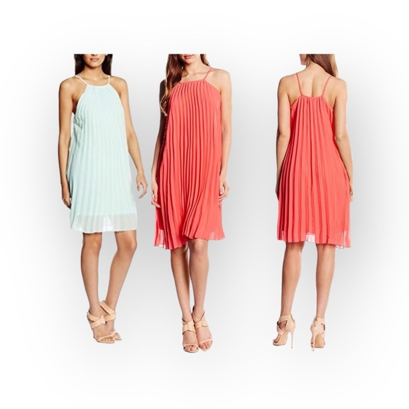 new Molly Bracken ❃ Pleated High Neck Chiffon Mini Sun Dress ❃ Baby Blue ❃ M L ❃ - Picture 3 of 16